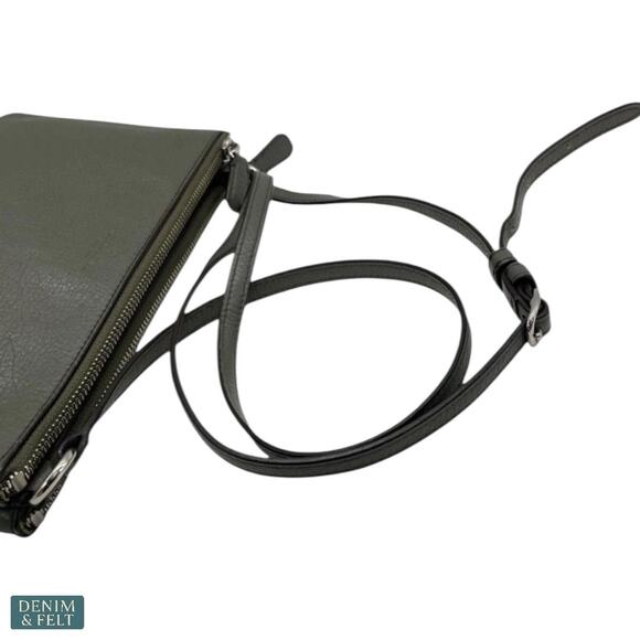 Coach Olive Green Pebbled Leather Crossbody Shoulder Bag Purse - Picture 9 of 13